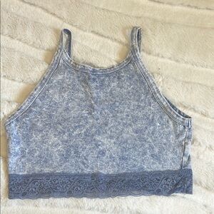 Blue Lace Trim Women's Top